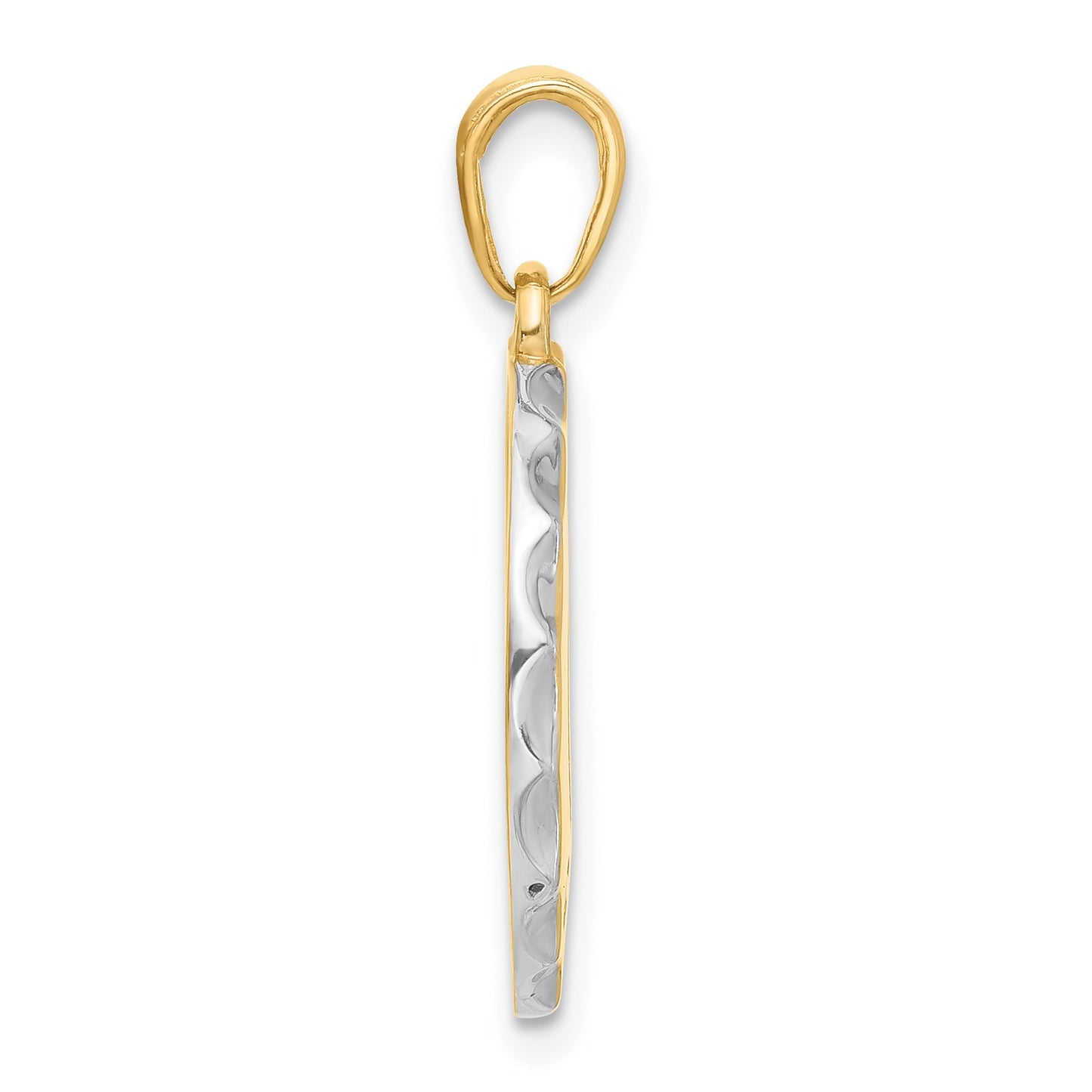 14k and White Rhodium Diamond-cut It's A Girl! Disc Pendant