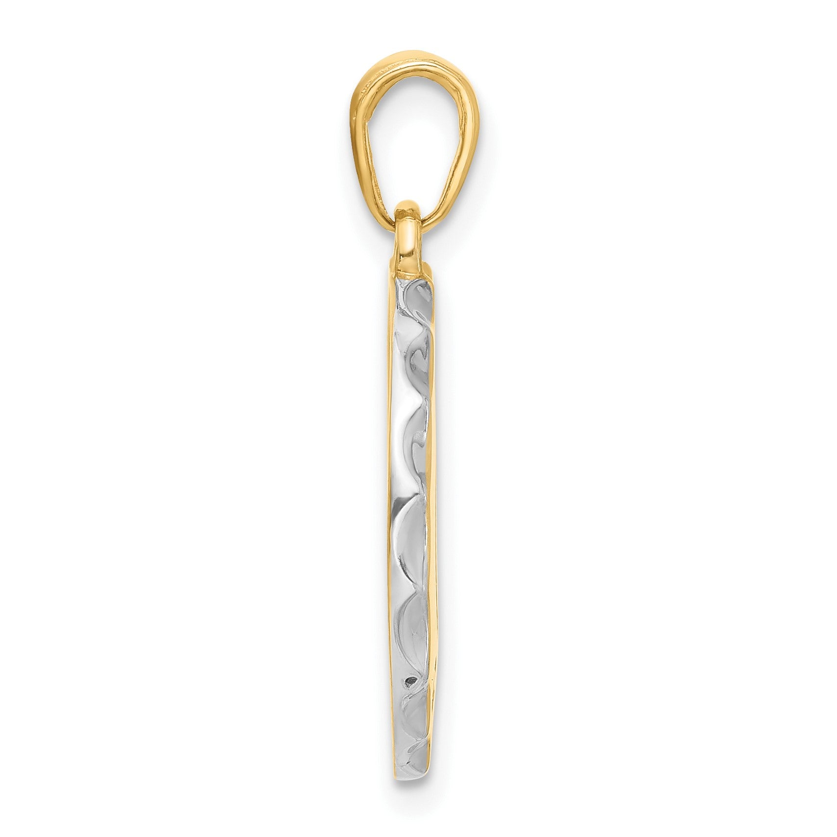 14k and White Rhodium Diamond-cut It's A Girl! Disc Pendant