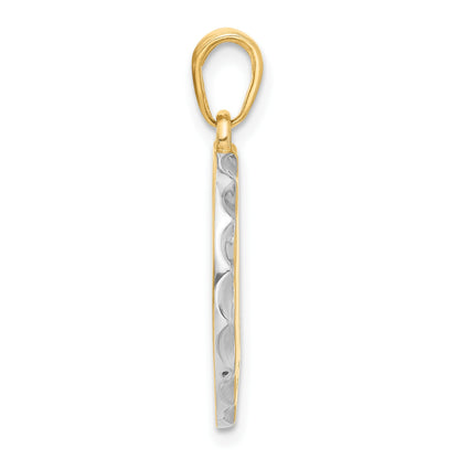 14k and White Rhodium Diamond-cut It's A Girl! Disc Pendant
