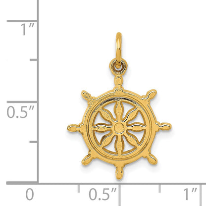 14k Ships Wheel Charm