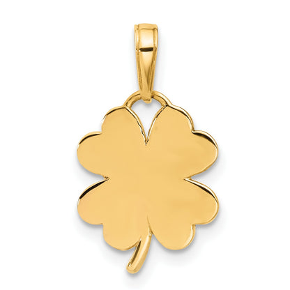 14k with Rose and White Rhodium Polished and Diamond-cut Clover Pendant