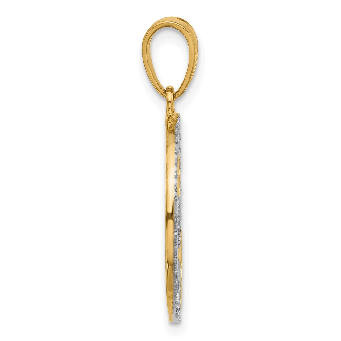 14K and White Rhodium Diamond-cut Stars Pendant