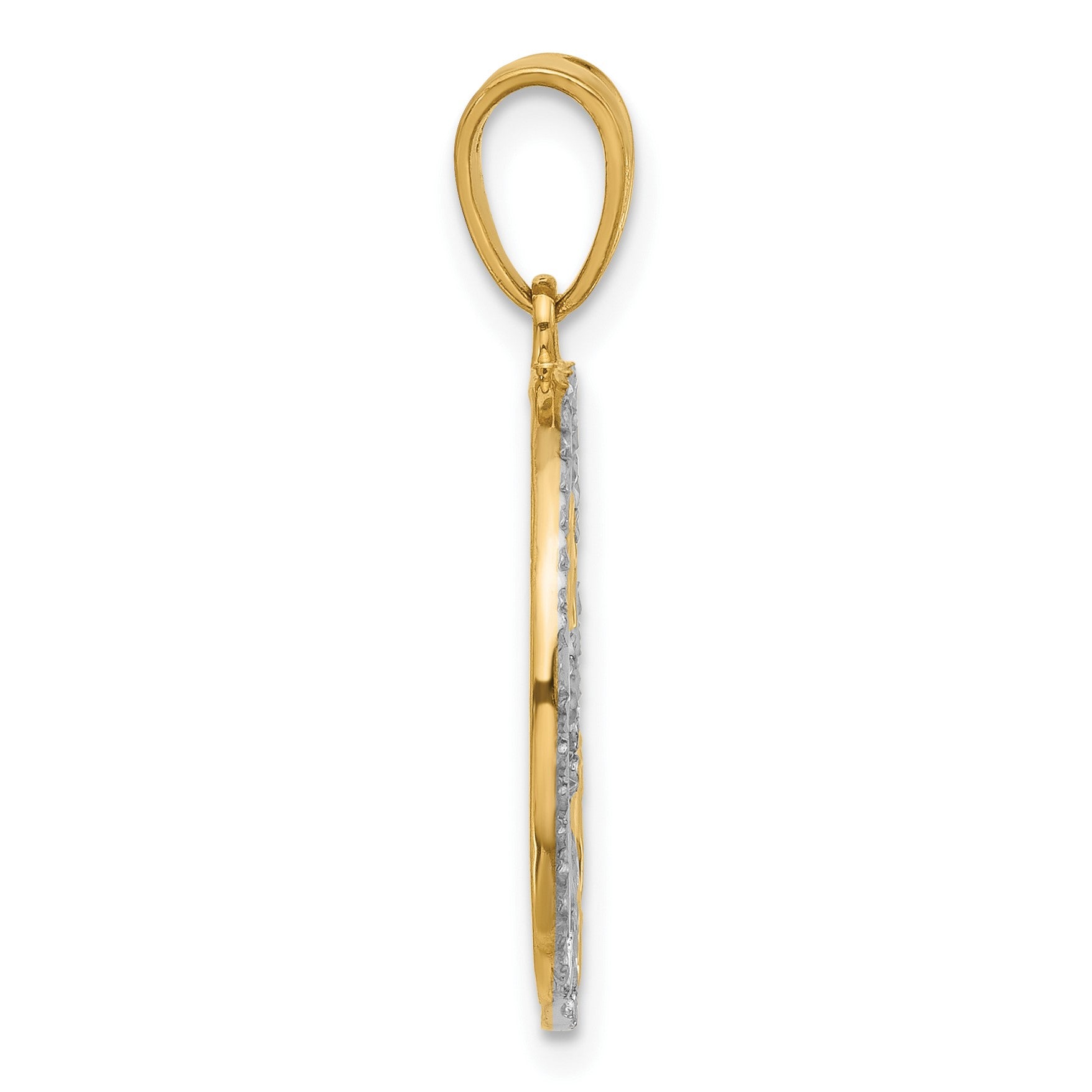 14K and White Rhodium Diamond-cut Stars Pendant