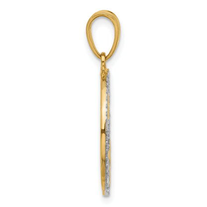 14K and White Rhodium Diamond-cut Stars Pendant