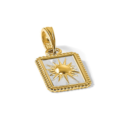 14K and White Rhodium Sun in Frame Pendant