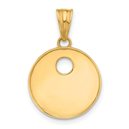 14K Polished Blue Enameled Sun and Stars Pendant