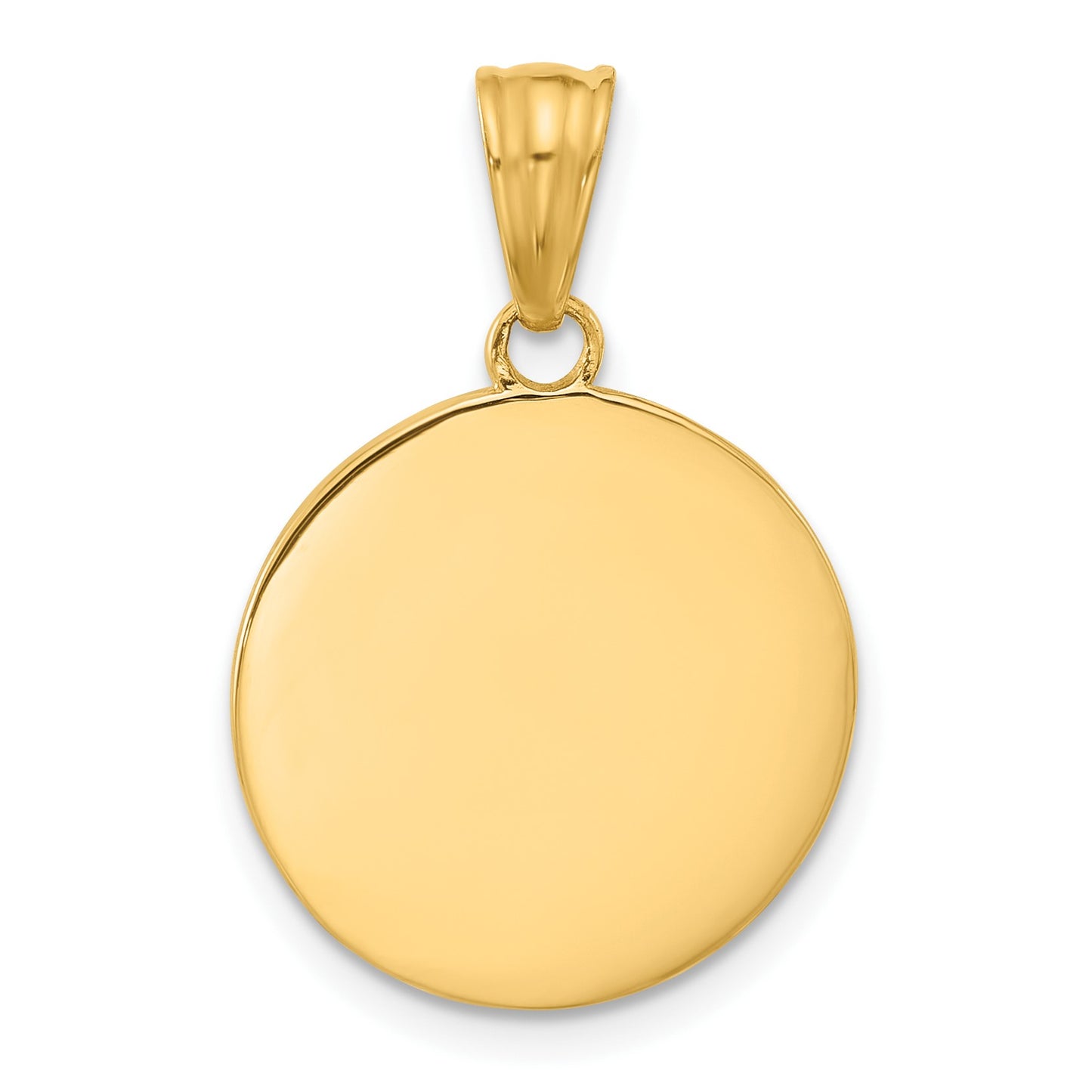 14K and White Rhodium Diamond-cut Blue Enameled Sun and Moon Pendant