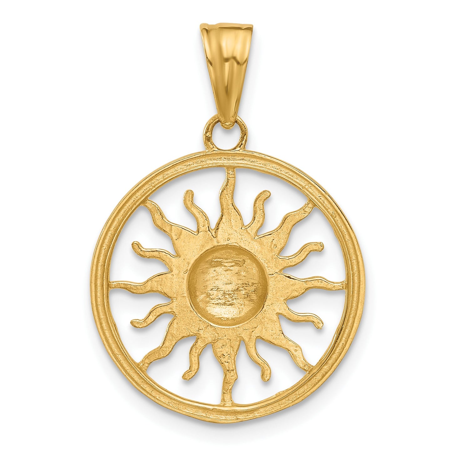 14K and White Rhodium Diamond-cut Sun Pendant