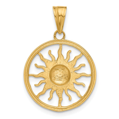 14K and White Rhodium Diamond-cut Sun Pendant