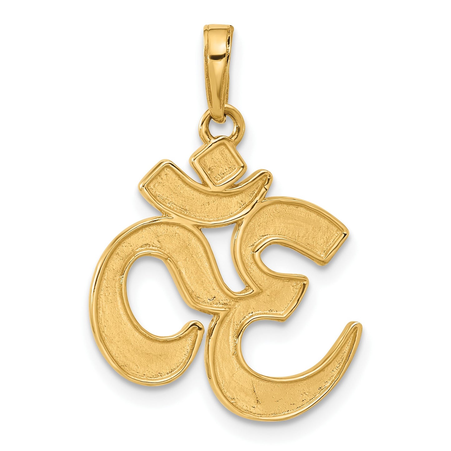 14K and White Rhodium Diamond-cut Om Pendant