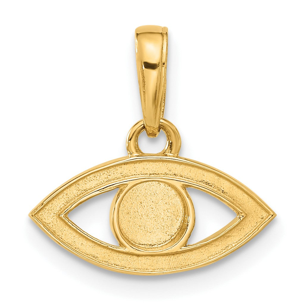 14K and White Rhodium Diamond-cut Evil Eye Pendant