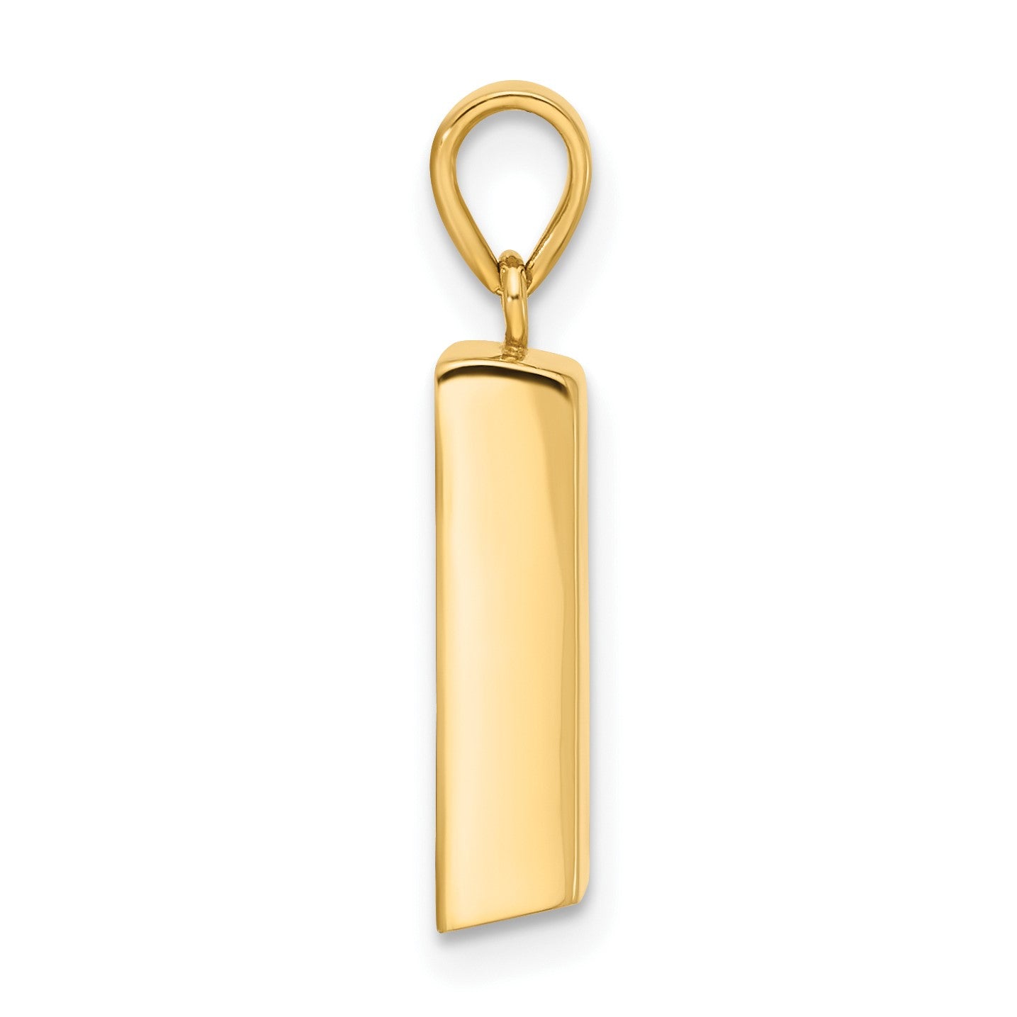 14K Polished FINE GOLD Bar Pendant