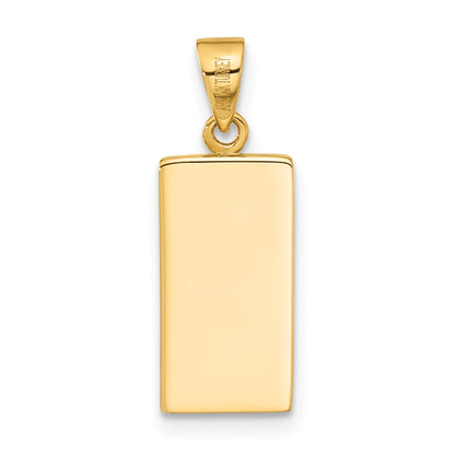 14K Polished FINE GOLD Bar Pendant
