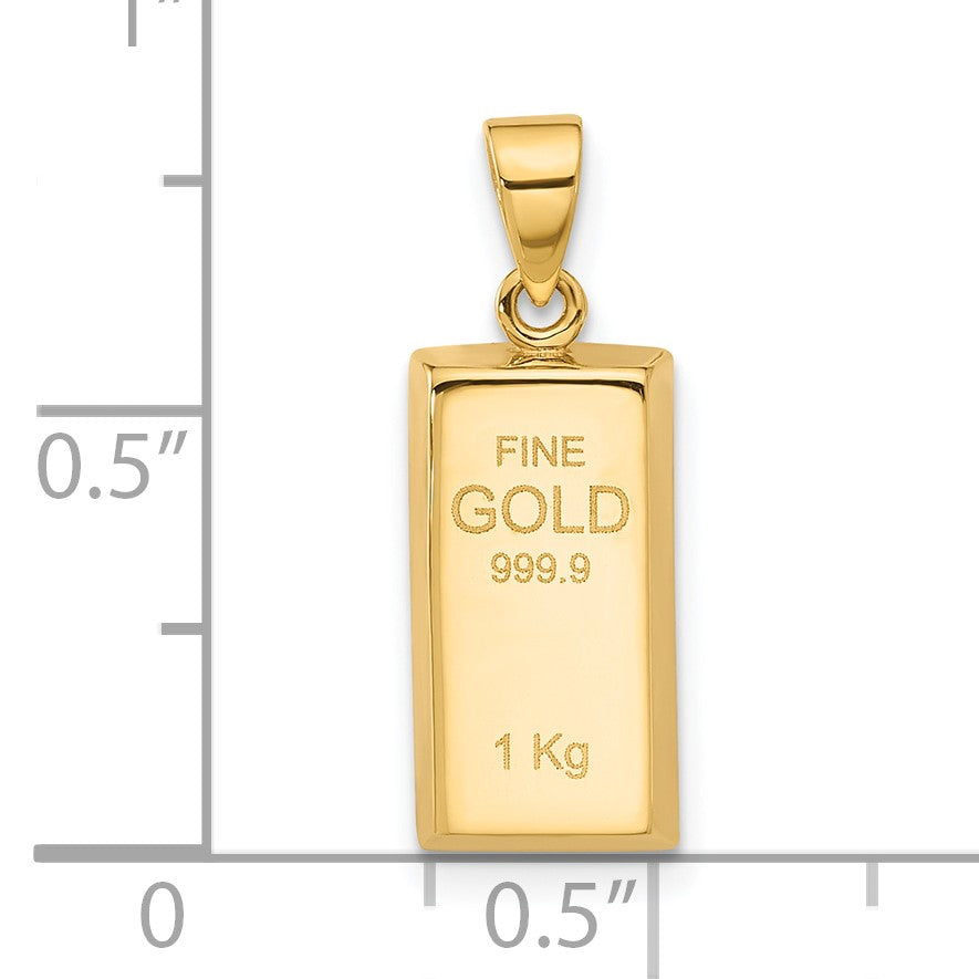 14K Polished FINE GOLD Bar Pendant