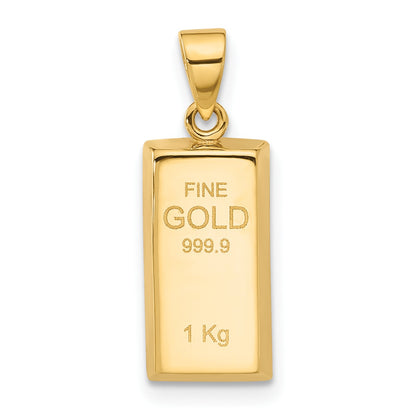 14K Polished FINE GOLD Bar Pendant