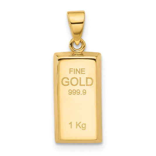 14K Polished FINE GOLD Bar Pendant