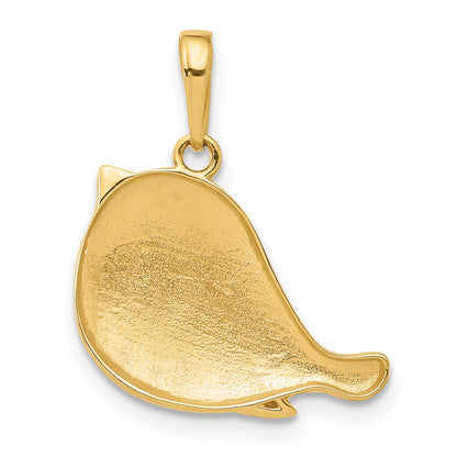 14K and White Rhodium Diamond-cut Bird Pendant