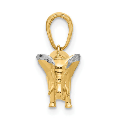 14k and White Rhodium Diamond-cut 3-D Elephant Pendant