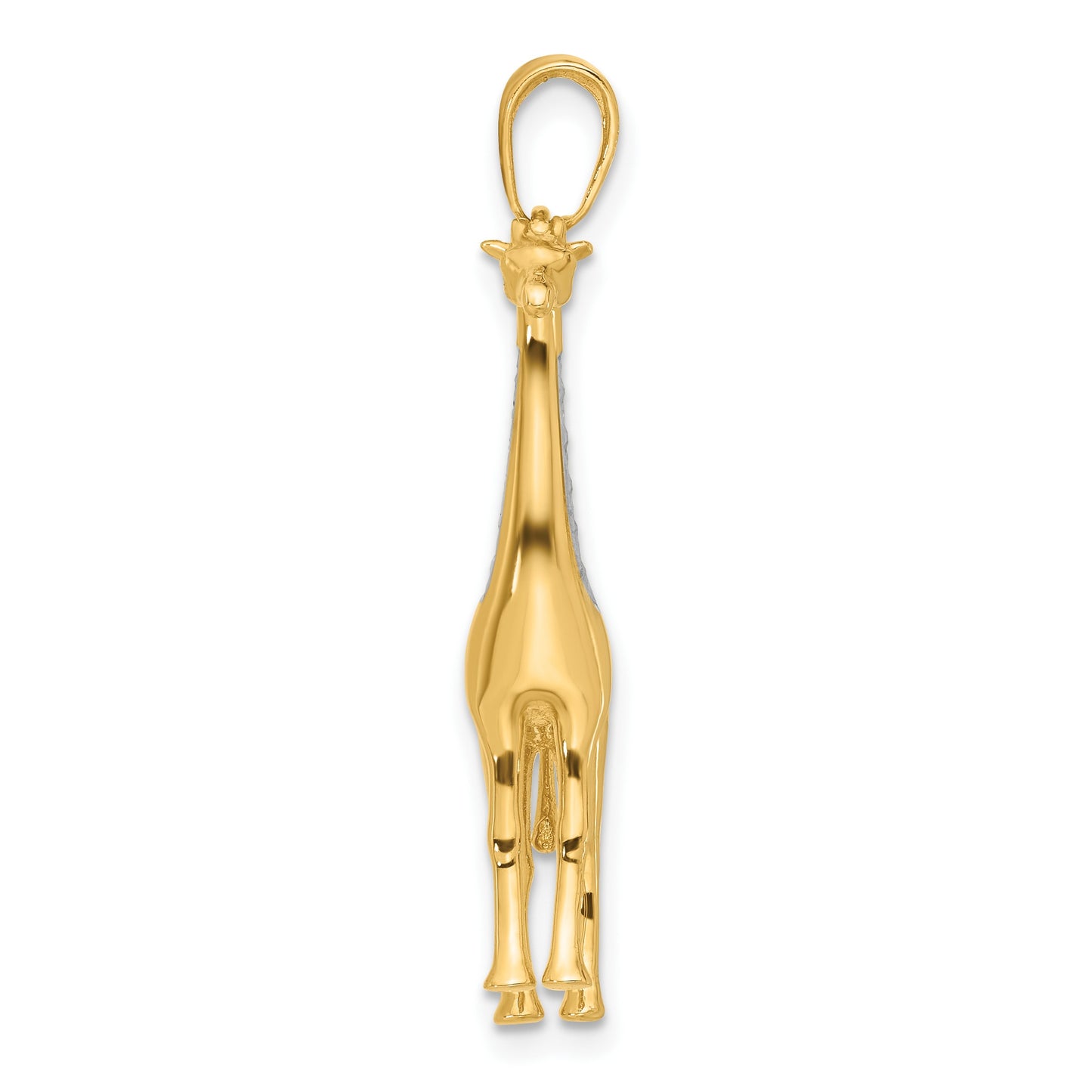 14K and White Rhodium Diamond-cut 3-D Giraffe Pendant