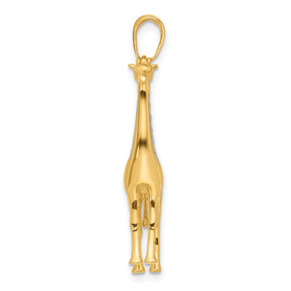 14K and White Rhodium Diamond-cut 3-D Giraffe Pendant