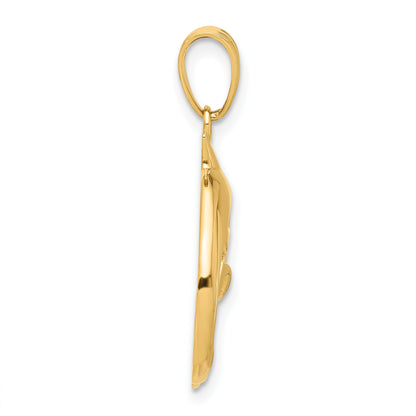 14K Polished Cut Out Dolphin Pendant