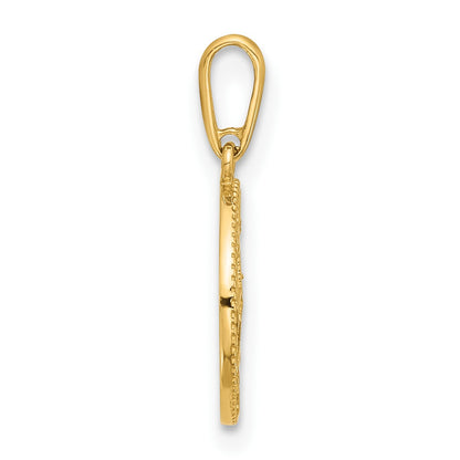 14k Polished CZ Compass Pendant