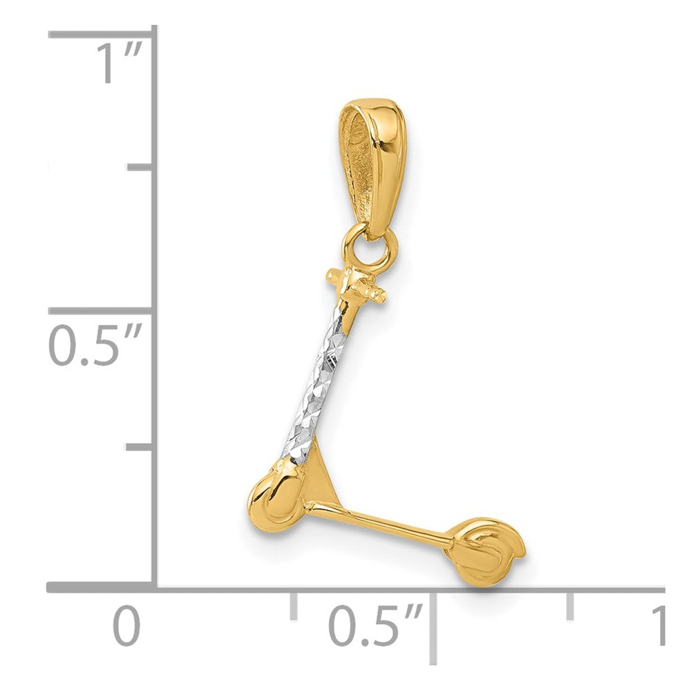 14K and White Rhodium D/C 3D Scooter Pendant