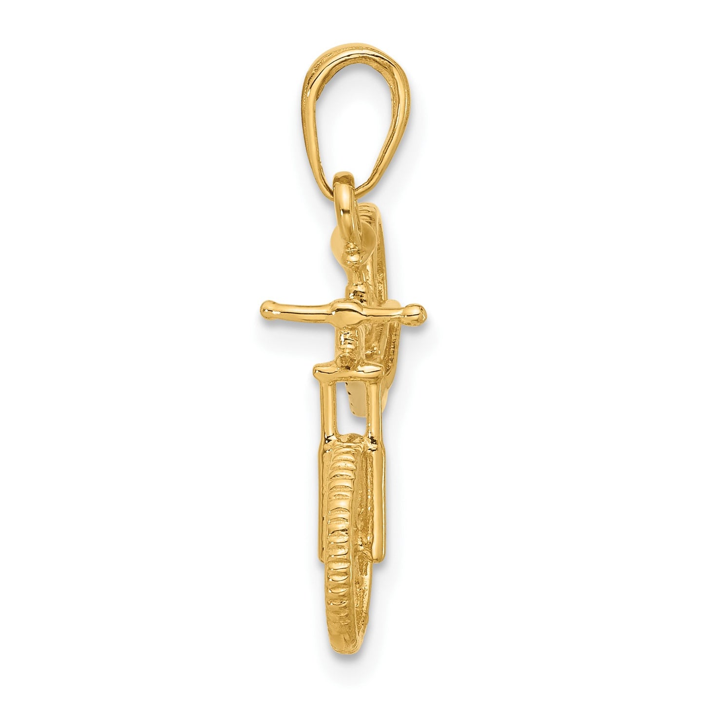 14k and White Rhodium Diamond-cut 3-D Bicycle Pendant