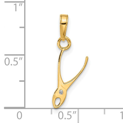 14k and White Rhodium Diamond-cut 3-D Pliers Pendant