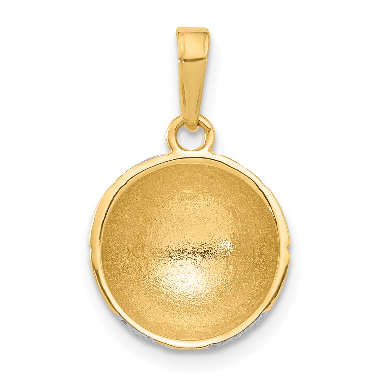 14K and White Rhodium Diamond-cut Domed Soccer Ball Pendant