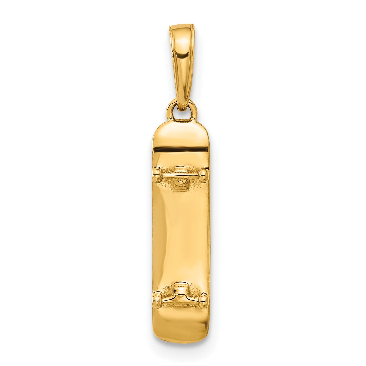 14k and White Rhodium Diamond-cut Skateboard Pendant