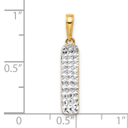 14k and White Rhodium Diamond-cut Skateboard Pendant