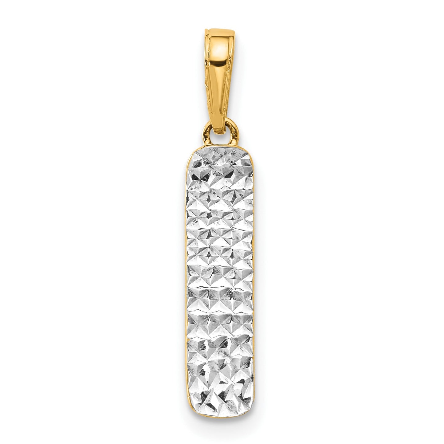 14k and White Rhodium Diamond-cut Skateboard Pendant
