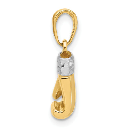 14k and White Rhodium Diamond-cut Boxing Glove Pendant