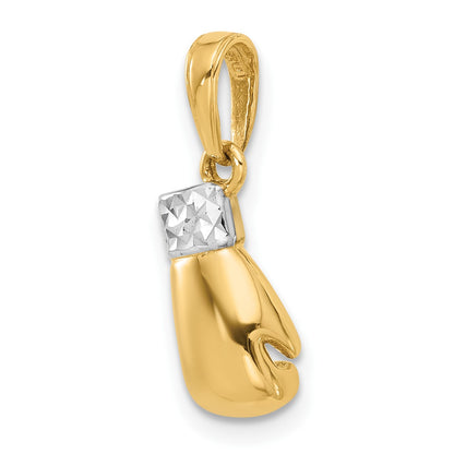 14k and White Rhodium Diamond-cut Boxing Glove Pendant