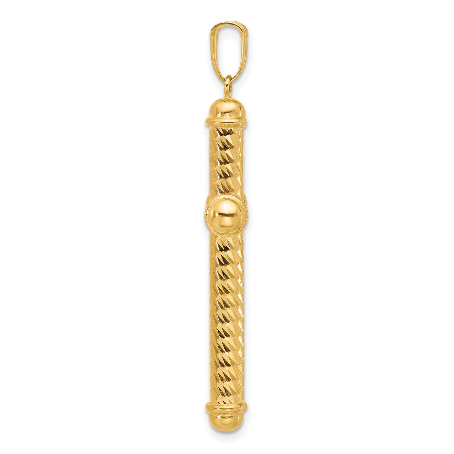 14K Polished and Diamond-cut Cross Pendant