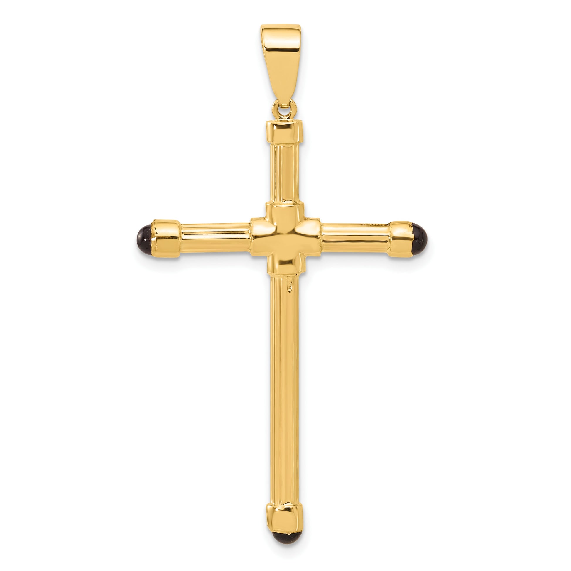 14K Polished with Black Onyx Cross Pendant