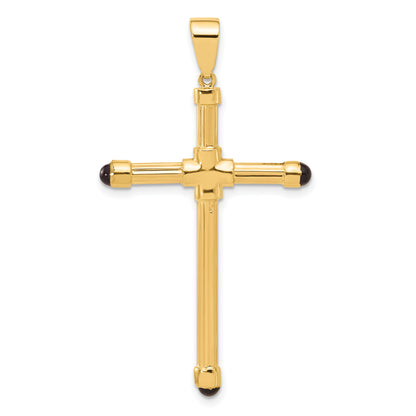 14K Polished with Black Onyx Cross Pendant