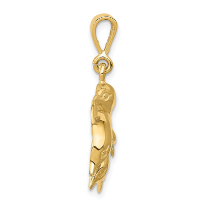 14k Polished Three Dolphin Charm