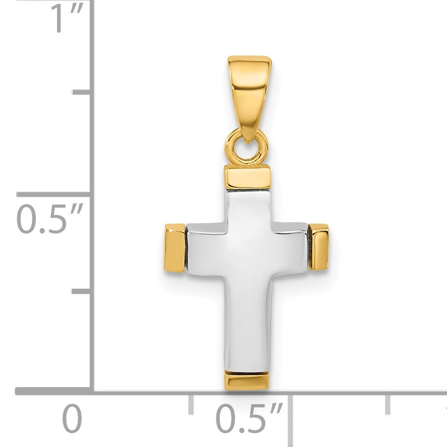14K Two-tone Polished Cross Pendant