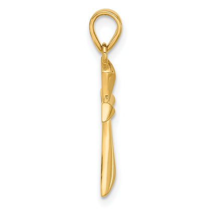 14K Polished Angled Cross Pendant
