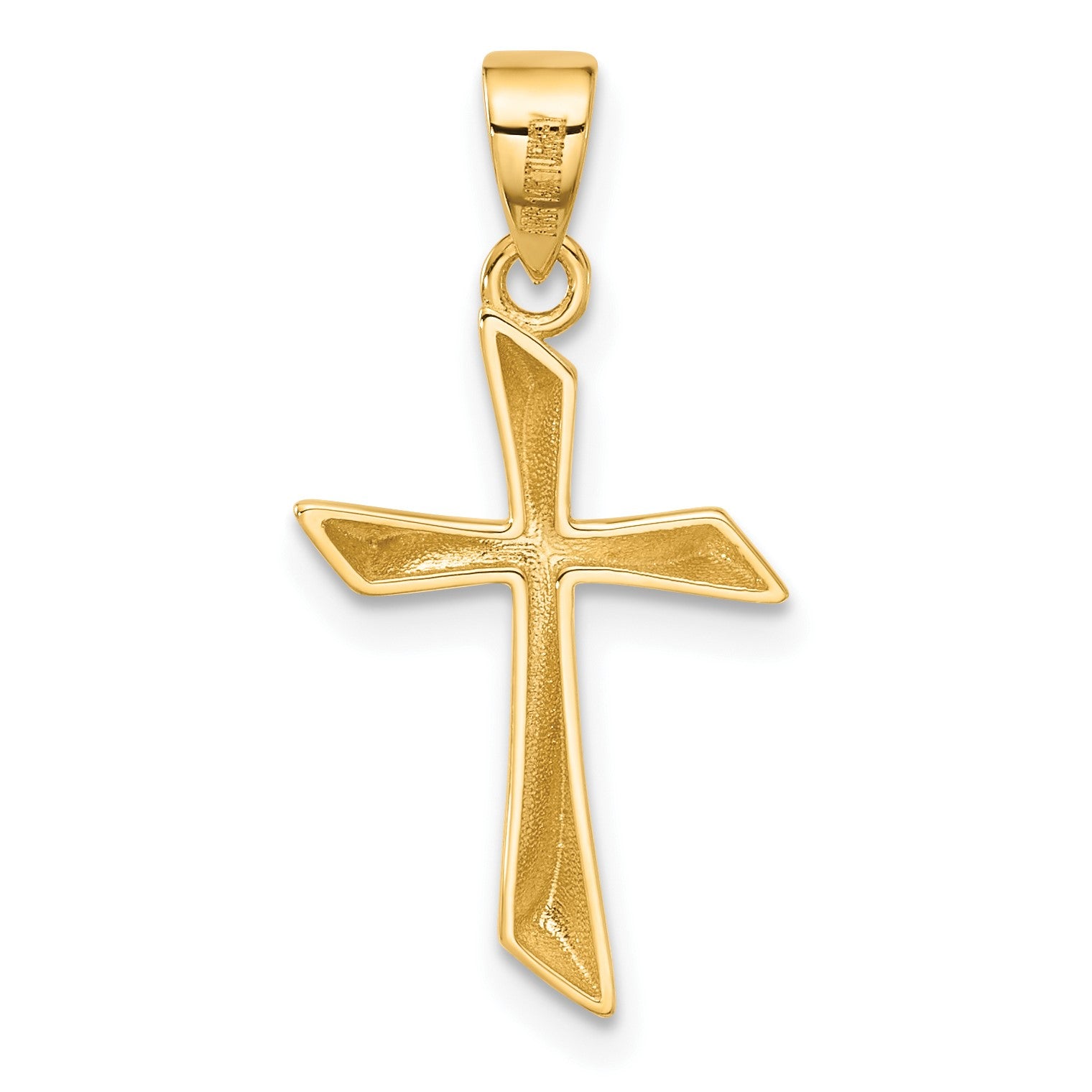 14K Polished Angled Cross Pendant