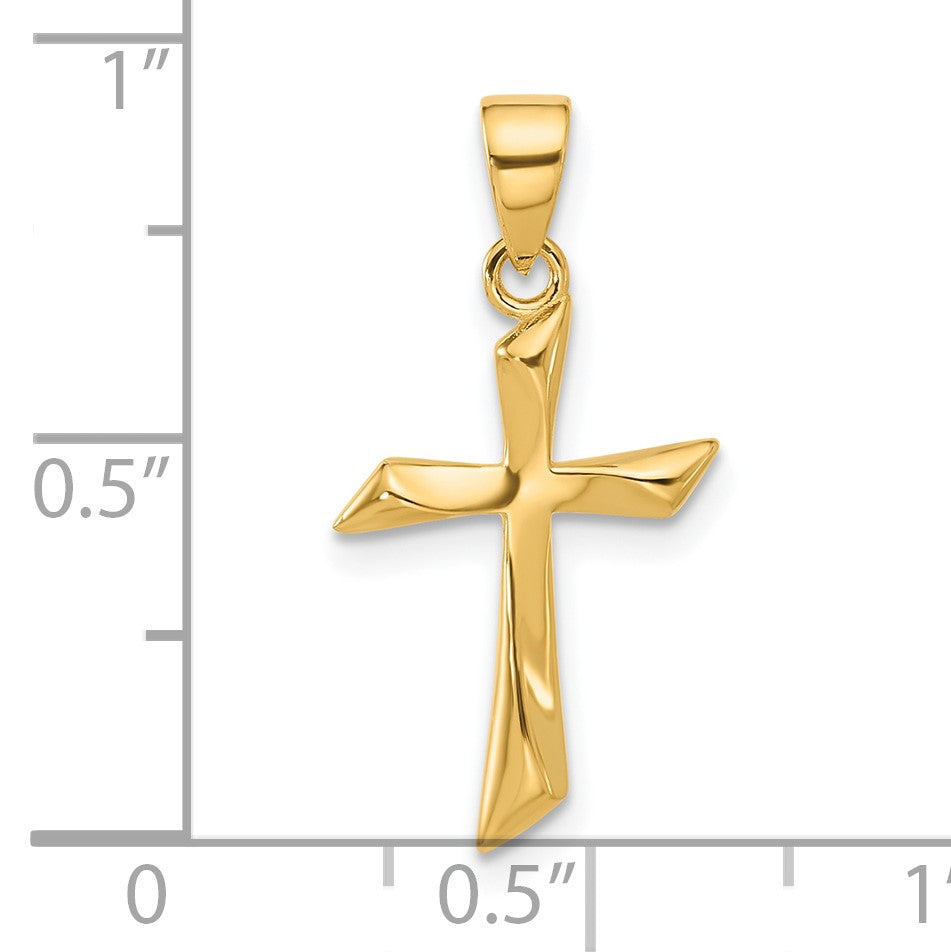 14K Polished Angled Cross Pendant