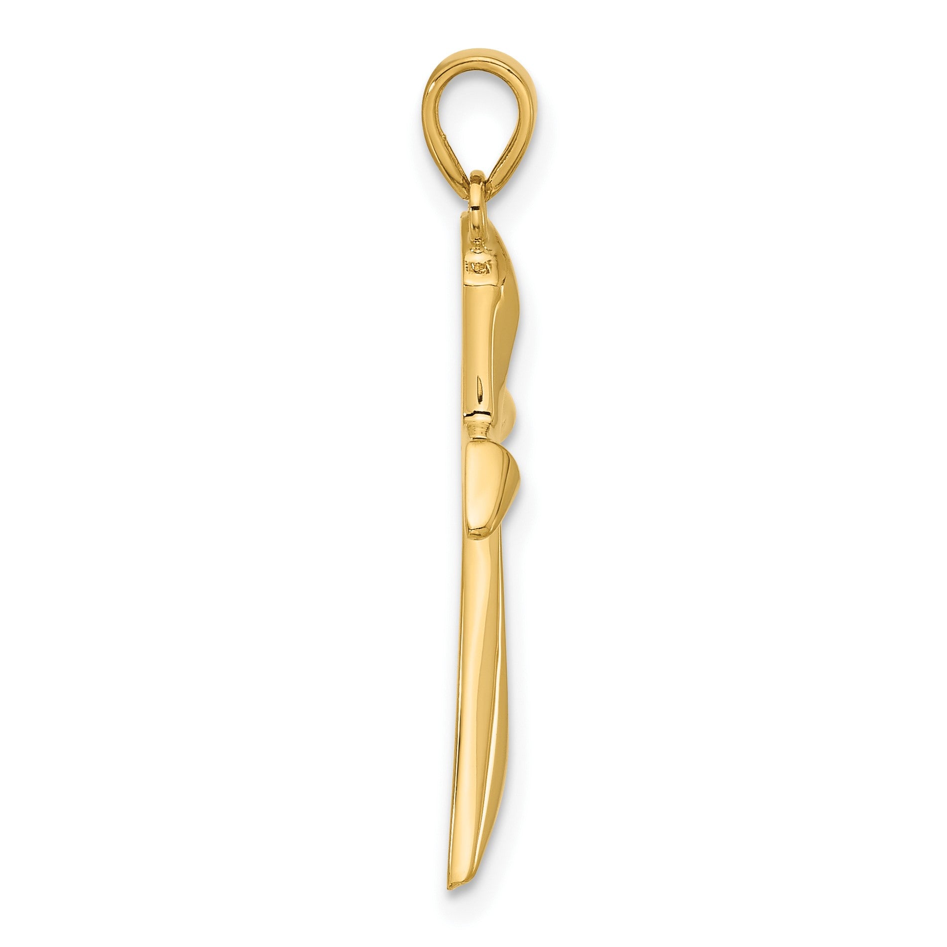 14K Polished Angled Cross Pendant
