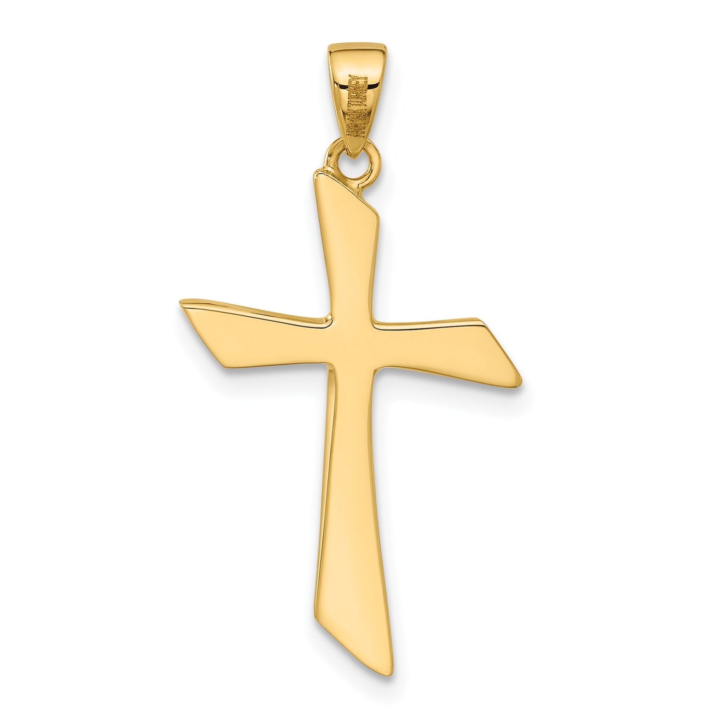 14K Polished Angled Cross Pendant