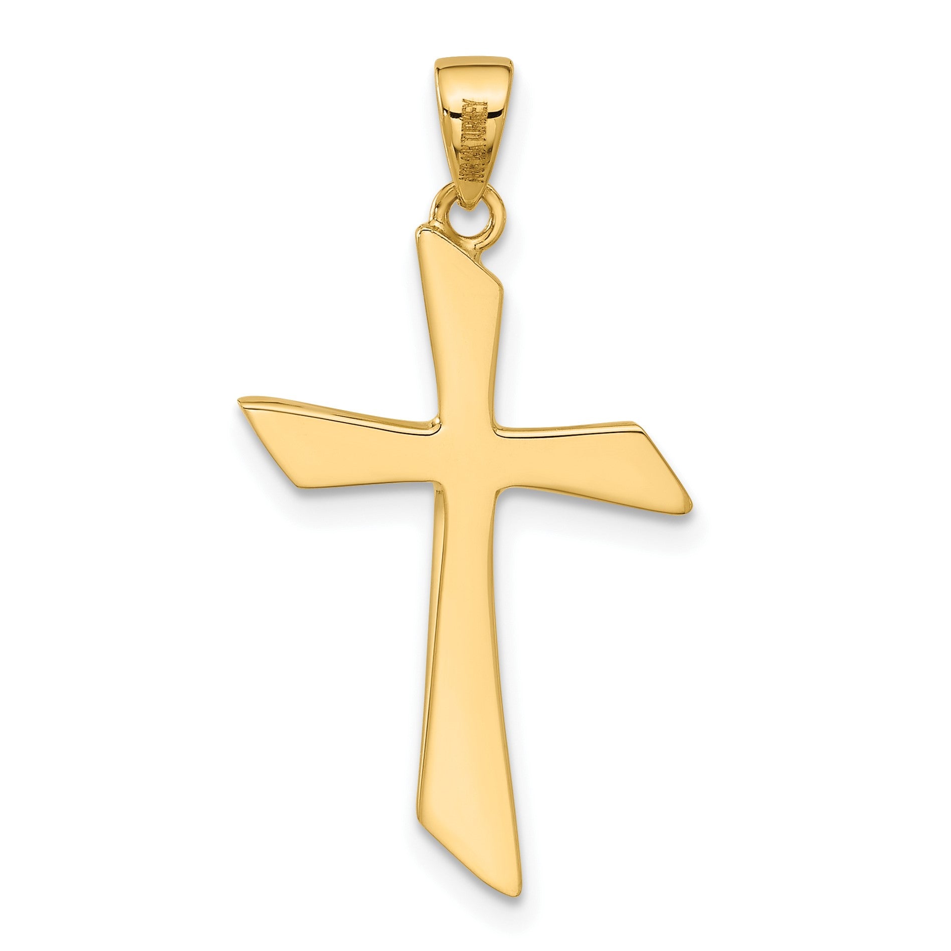 14K Polished Angled Cross Pendant