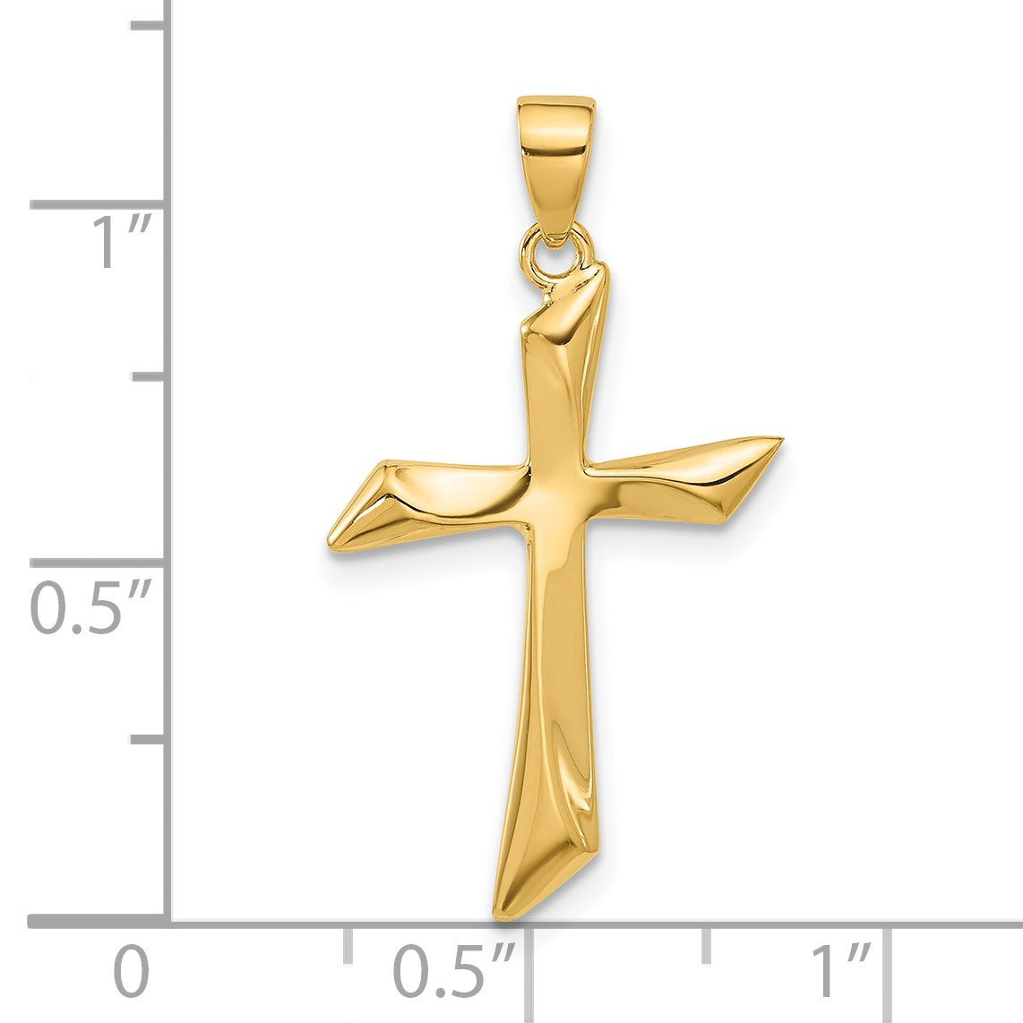 14K Polished Angled Cross Pendant