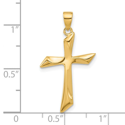 14K Polished Angled Cross Pendant