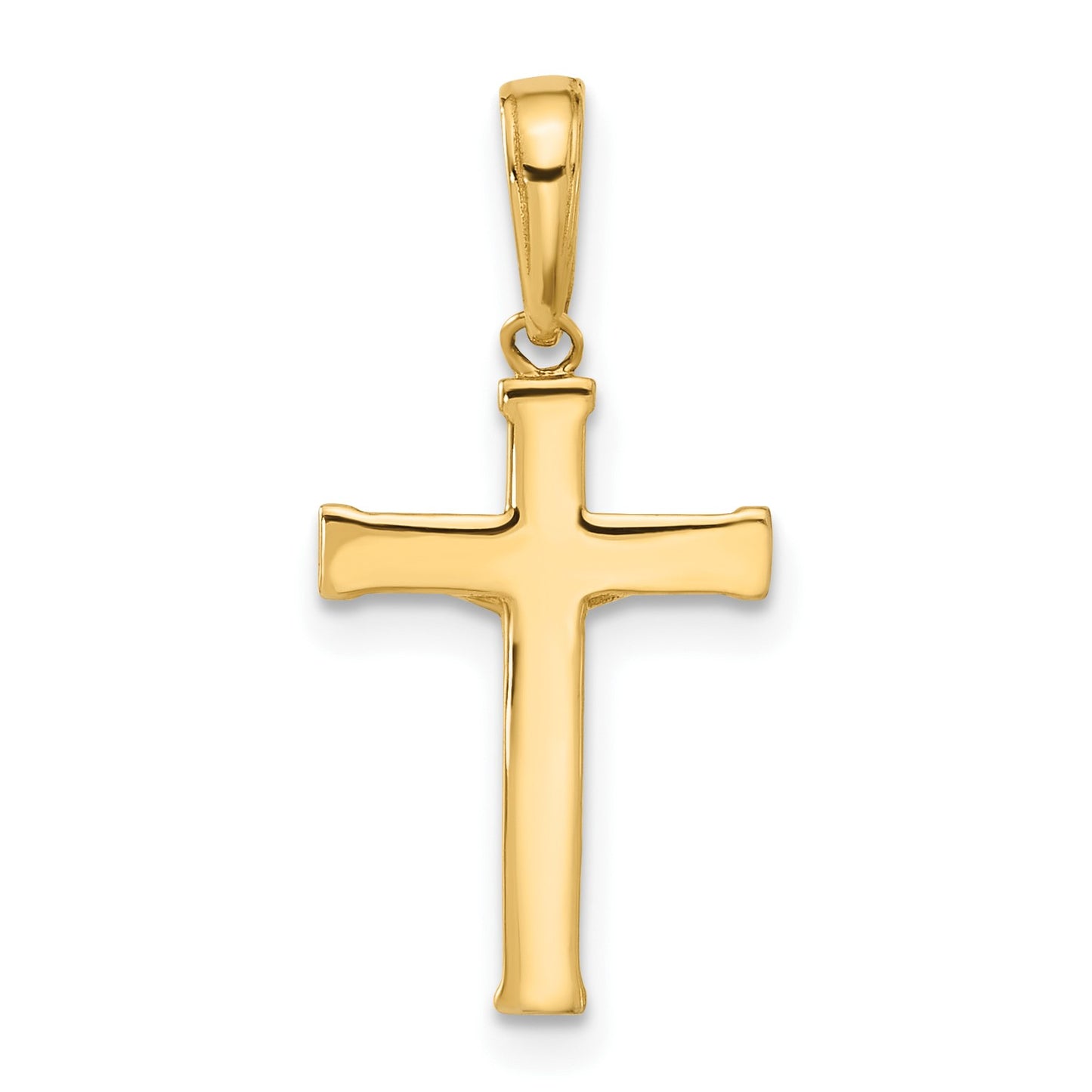 14k and White Rhodium Diamond-cut Crucifix Cross Pendant