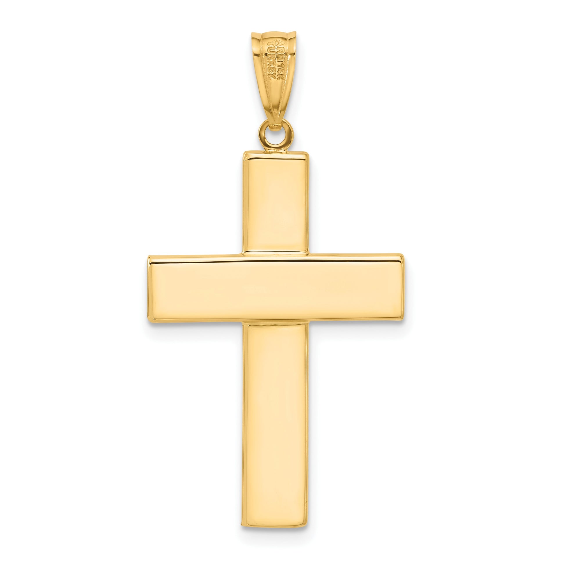 14K Two-tone Polished and Textured Crucifix Pendant